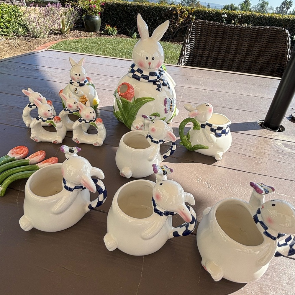 Charming Bunny Ceramic Tea Set